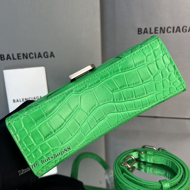 Balenciaga專櫃爆款新色mini號鱷魚春綠色-銀扣沙漏包 巴黎世家Hourglass沙漏包 fyj1958